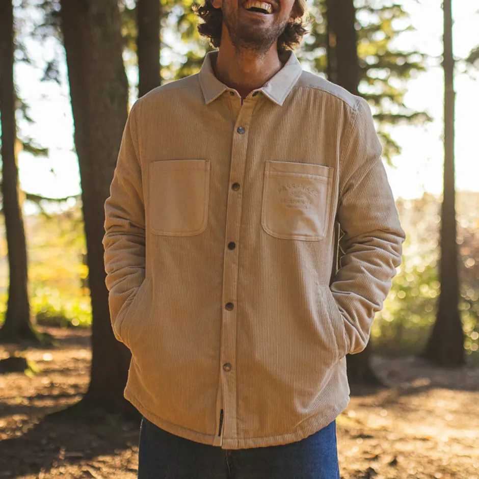 Shirts|Overshirts>Passenger Kodiak Sherpa Lined Cord Overshirt Feather Grey