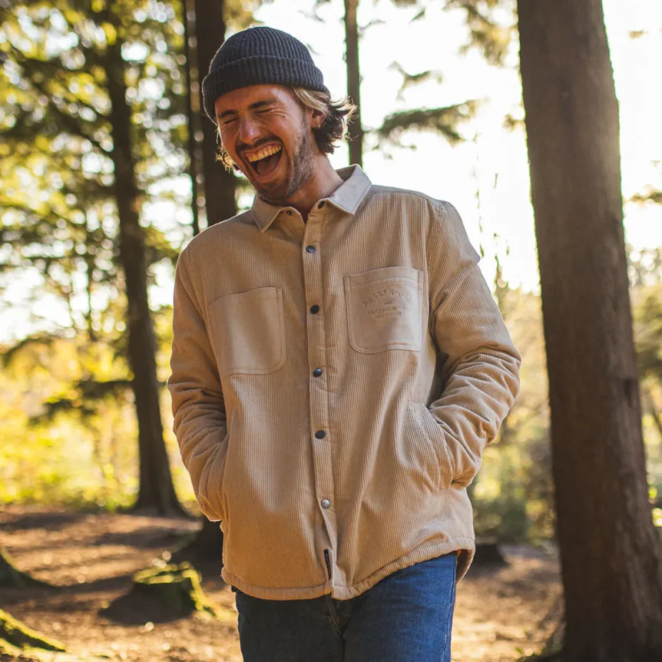 Shirts|Overshirts>Passenger Kodiak Sherpa Lined Cord Overshirt Feather Grey