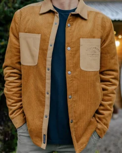 Shirts|Overshirts>Passenger Kodiak Sherpa Lined Cord Overshirt Golden Brown