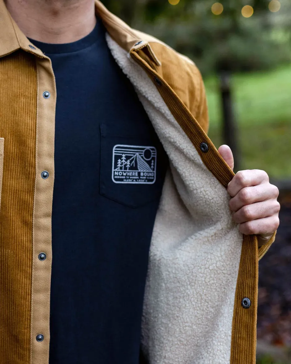 Shirts|Overshirts>Passenger Kodiak Sherpa Lined Cord Overshirt Golden Brown