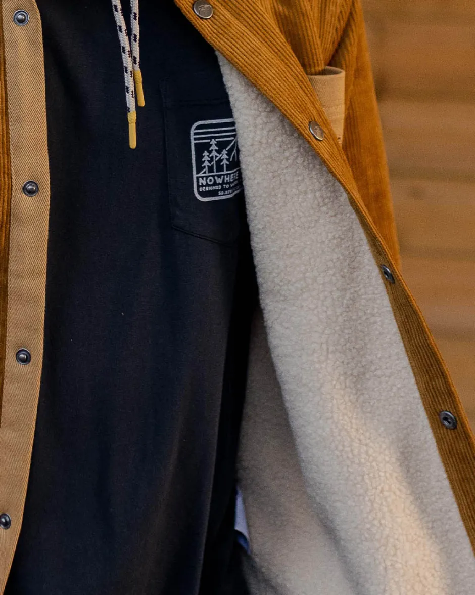 Shirts|Overshirts>Passenger Kodiak Sherpa Lined Cord Overshirt Golden Brown