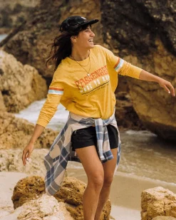 Tops & T-Shirts>Passenger La Sarena Recycled Cotton Oversized LS T-Shirt Ochre Yellow