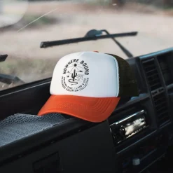 Accessories|Caps & Hats>Passenger Land  Sea Snapback Trucker Cap Sunrise Orange