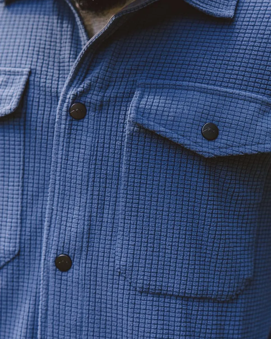 Shirts|Fleece>Passenger Maple Grid Polar Fleece Shirt Dark Denim