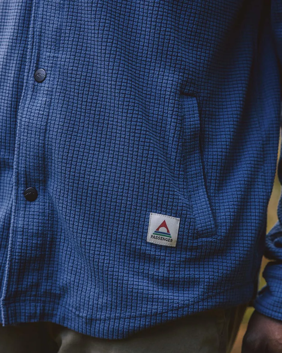 Shirts|Fleece>Passenger Maple Grid Polar Fleece Shirt Dark Denim