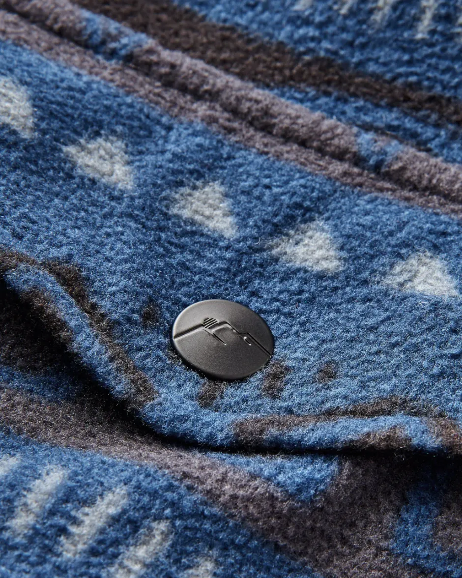 Shirts|Fleece>Passenger Maple Recycled Polar Fleece Shirt Abstract Stripe Dark Denim