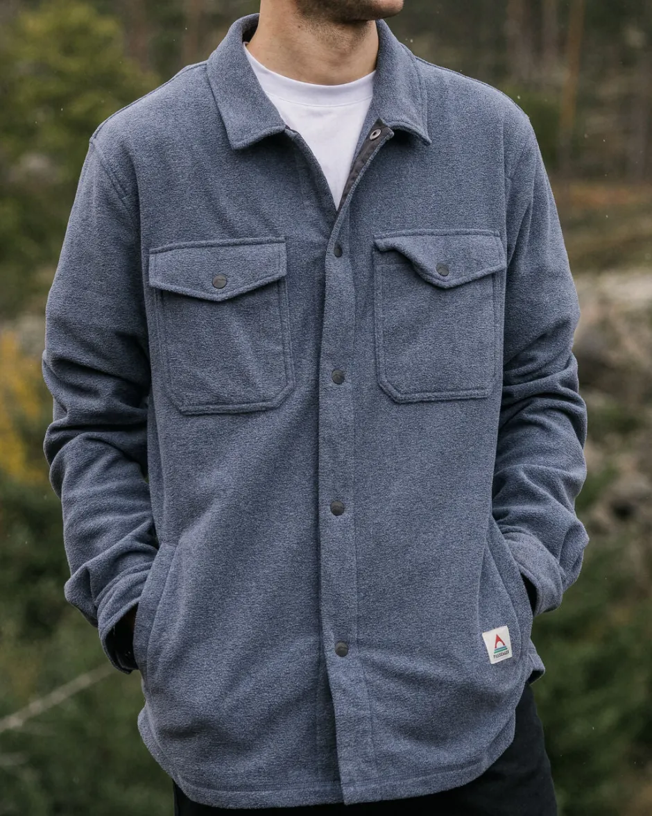 Shirts|Fleece>Passenger Maple Recycled Polar Fleece Shirt Navy Marl
