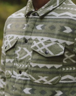 Shirts|Fleece>Passenger Maple Recycled Polar Fleece Shirt Khaki Paddle Geo