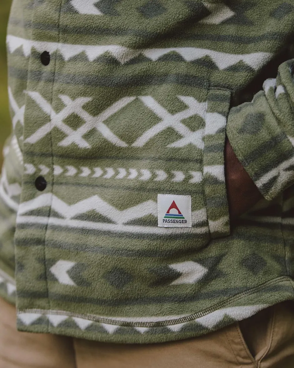 Shirts|Fleece>Passenger Maple Recycled Polar Fleece Shirt Khaki Paddle Geo