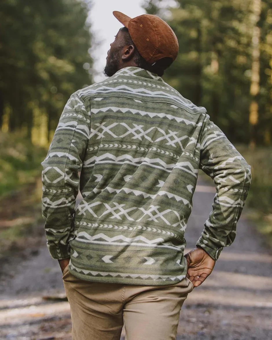 Shirts|Fleece>Passenger Maple Recycled Polar Fleece Shirt Khaki Paddle Geo