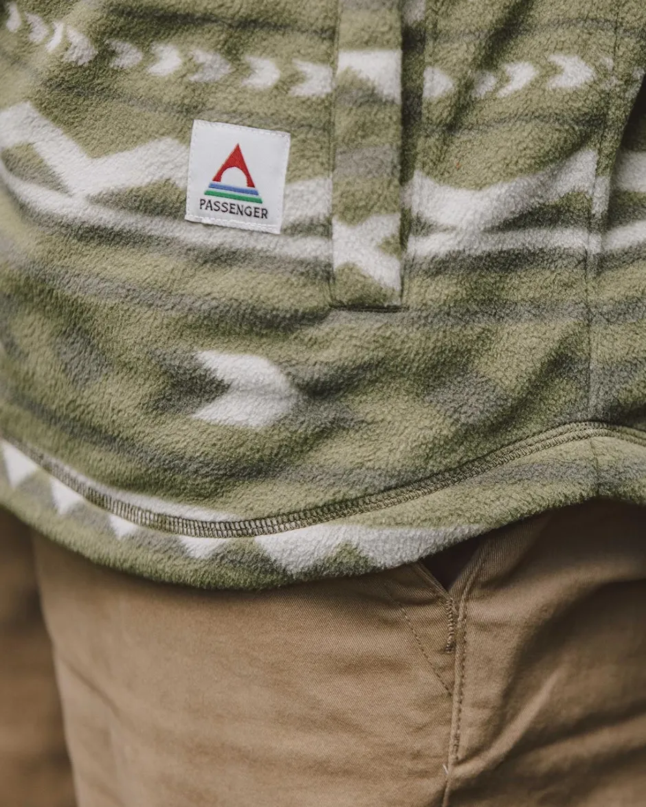 Shirts|Fleece>Passenger Maple Recycled Polar Fleece Shirt Khaki Paddle Geo