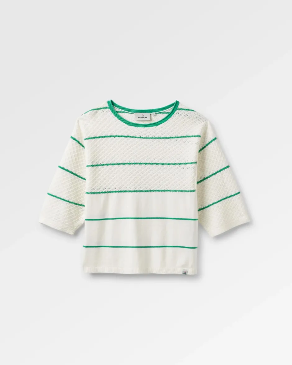 Knitwear>Passenger Migrate Organic Knitted Jumper Green spruce stripe