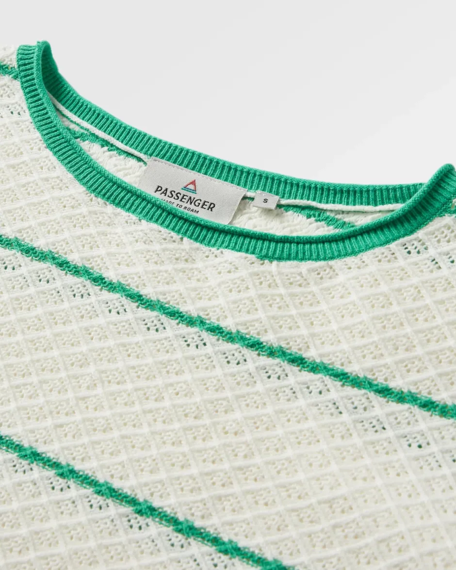Knitwear>Passenger Migrate Organic Knitted Jumper Green spruce stripe