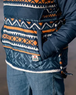 Insulated|Women's Outlet>Passenger Ocean Recycled Insulated 1/2 Zip Jacket Homespun Stripe Navy