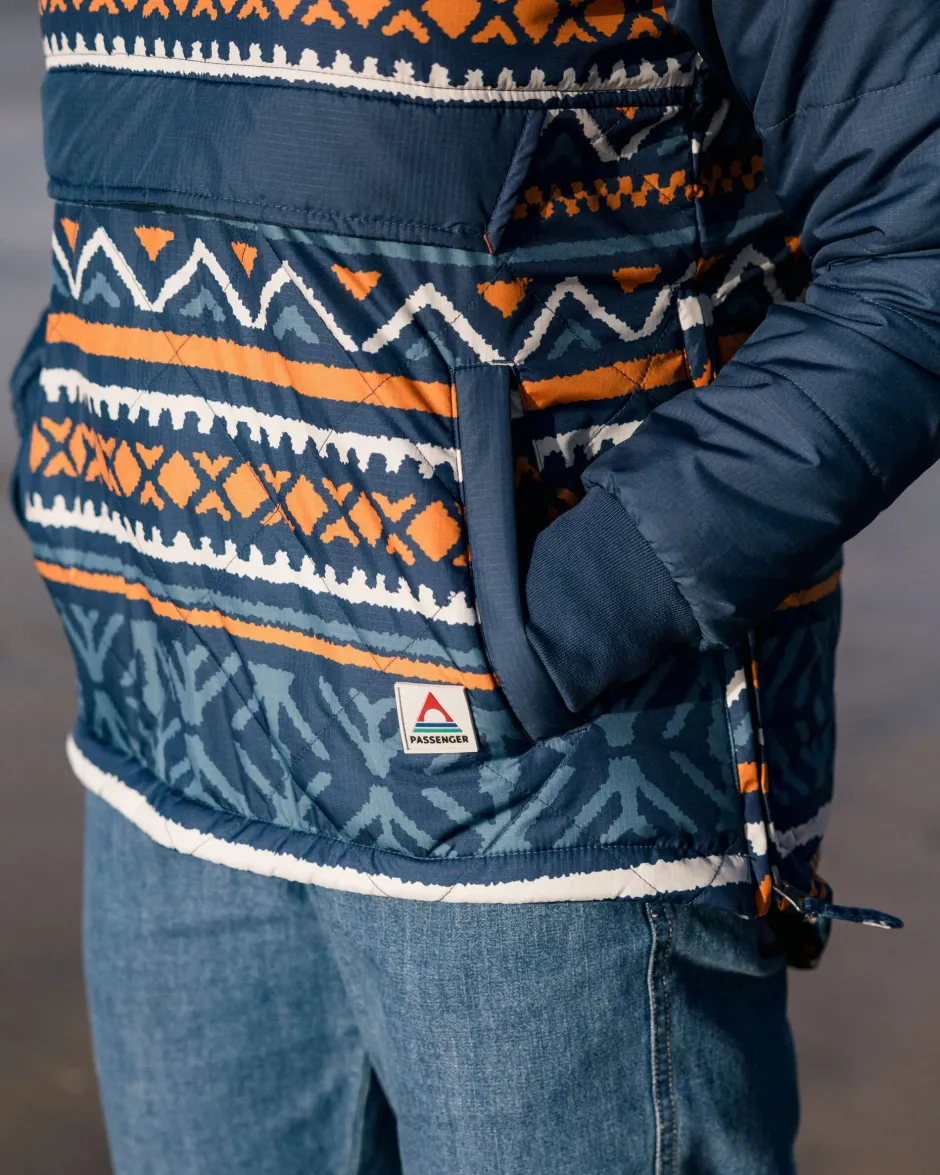 Insulated|Women's Outlet>Passenger Ocean Recycled Insulated 1/2 Zip Jacket Homespun Stripe Navy