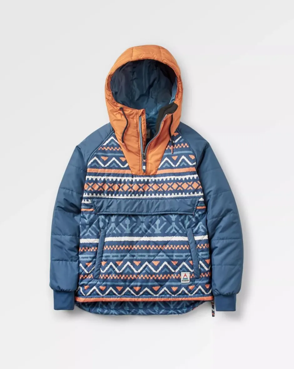Insulated|Women's Outlet>Passenger Ocean Recycled Insulated 1/2 Zip Jacket Homespun Stripe Navy