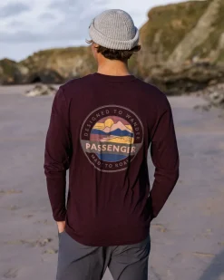 T-Shirts & Tank Tops|Men's Outlet>Passenger Odyssey Recycled Cotton LS T-Shirt Wine Marl