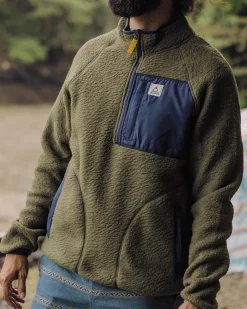Men's Outlet|Men's>Passenger Offgrid 1/4 Zip Recycled Sherpa Fleece Khaki