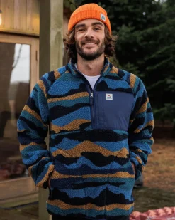 Fleece|Fleece>Floris van Bommel Offroad Recycled Sherpa 1/2 Zip Fleece Scenic Navy