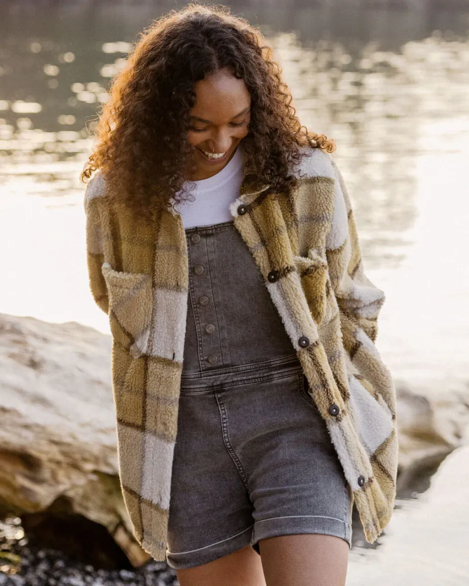 Shirts|Fleece>Passenger Olympus Yarn Dye Recycled Sherpa Fleece Shirt Honey Check