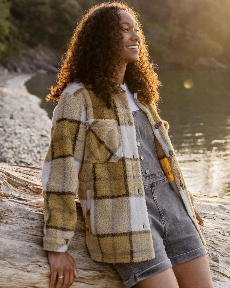 Shirts|Fleece>Passenger Olympus Yarn Dye Recycled Sherpa Fleece Shirt Honey Check