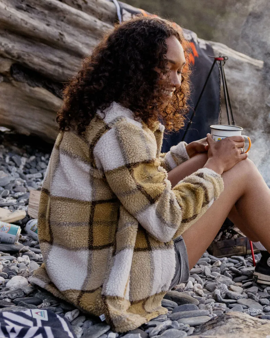 Shirts|Fleece>Passenger Olympus Yarn Dye Recycled Sherpa Fleece Shirt Honey Check