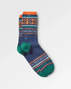 Best Sellers>Passenger Organic Midweight Patterned Socks Deep Navy