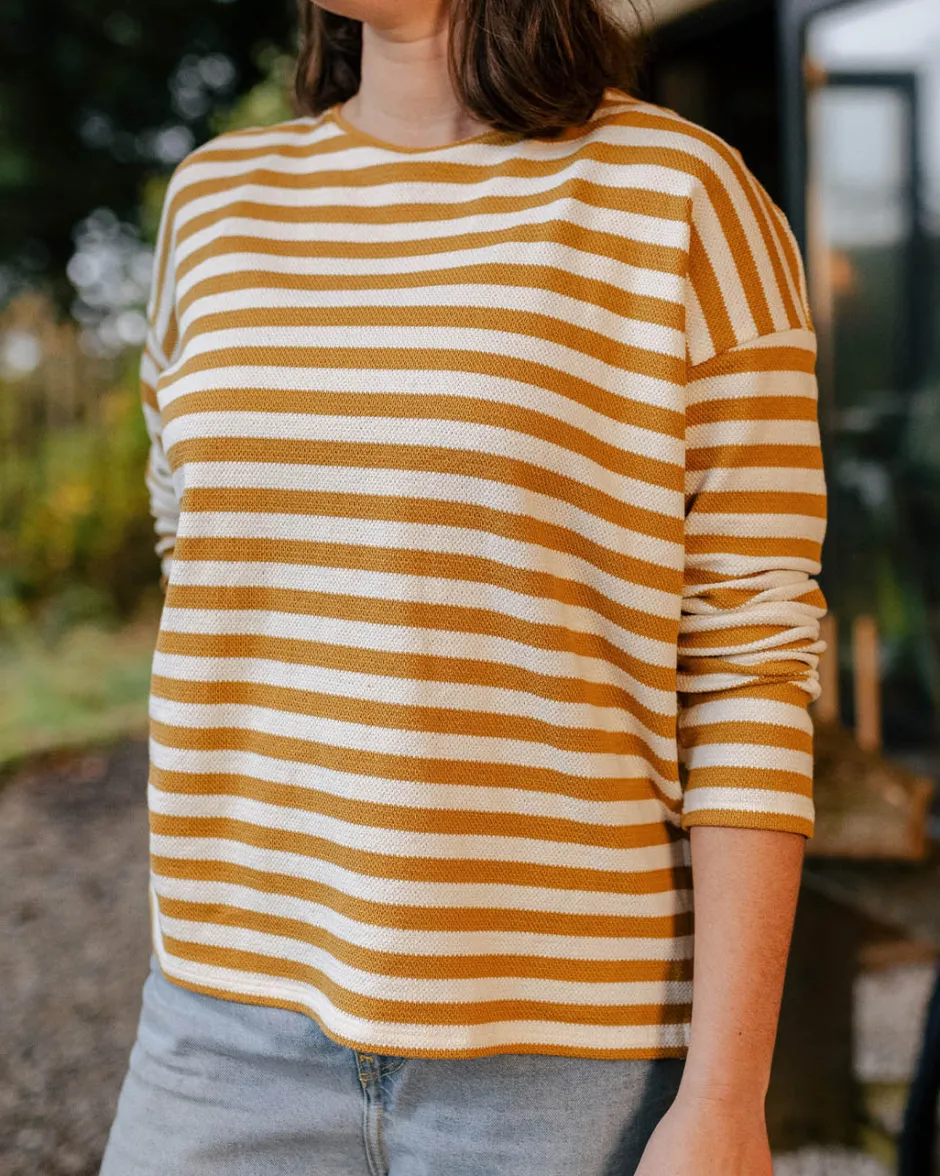 Tops & T-Shirts|Women's Outlet>Passenger Panorama Striped LS T-Shirt Amber Gold