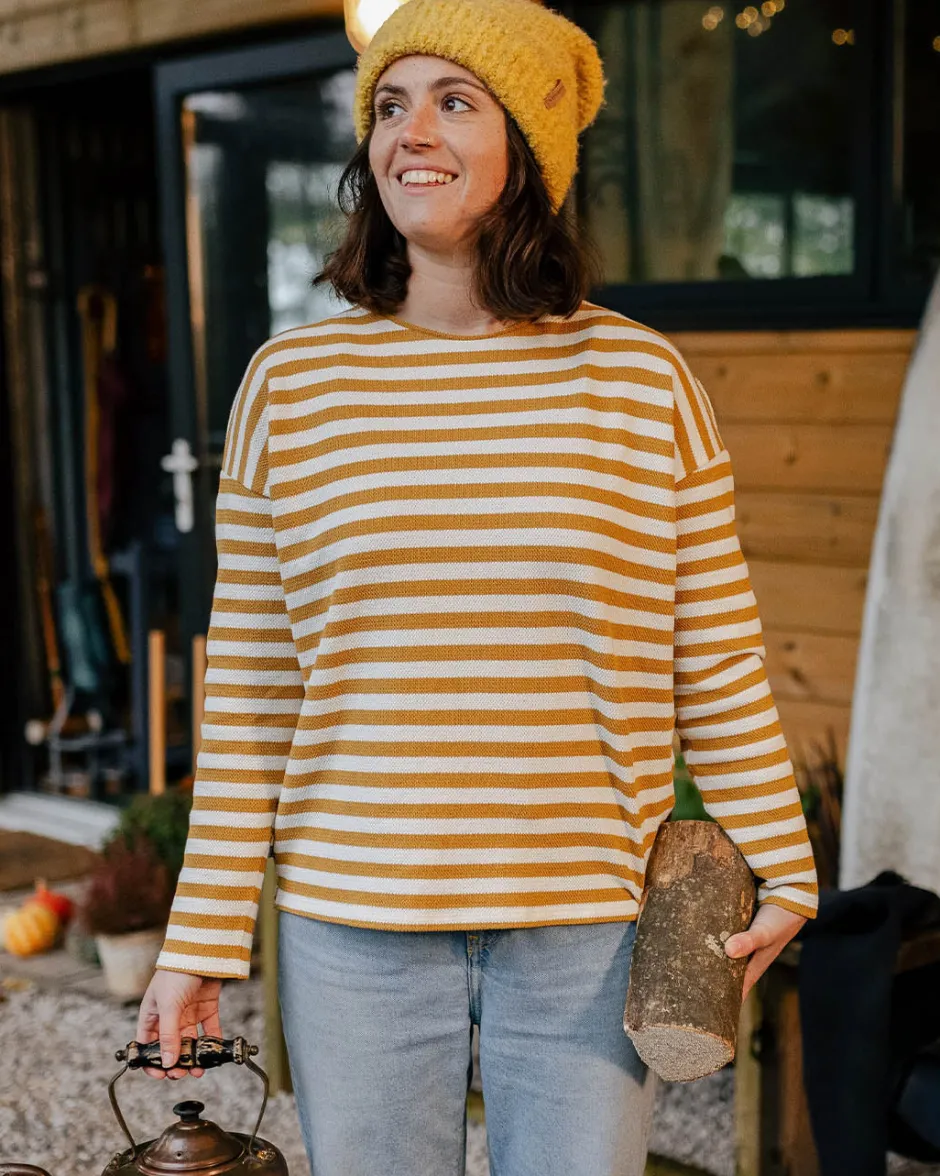 Tops & T-Shirts|Women's Outlet>Passenger Panorama Striped LS T-Shirt Amber Gold