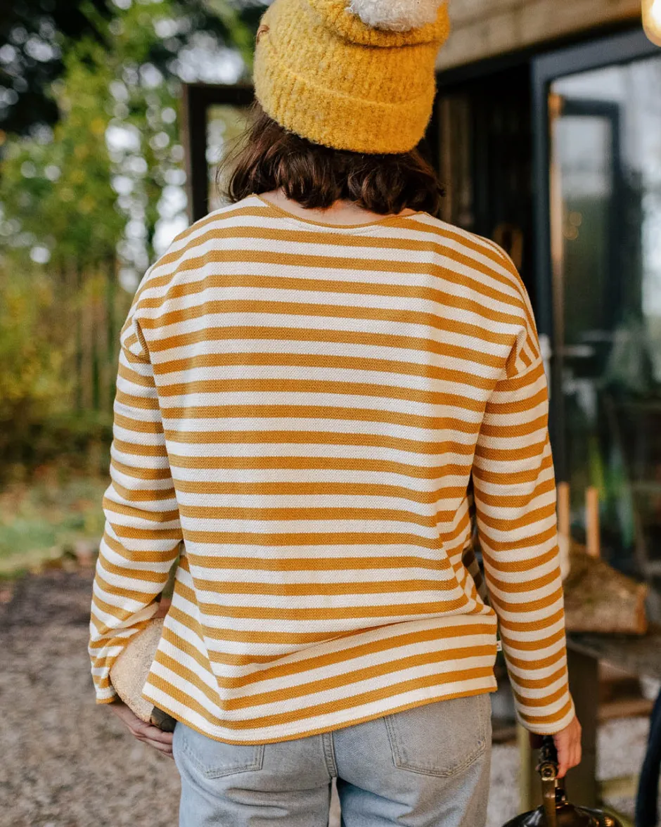 Tops & T-Shirts|Women's Outlet>Passenger Panorama Striped LS T-Shirt Amber Gold