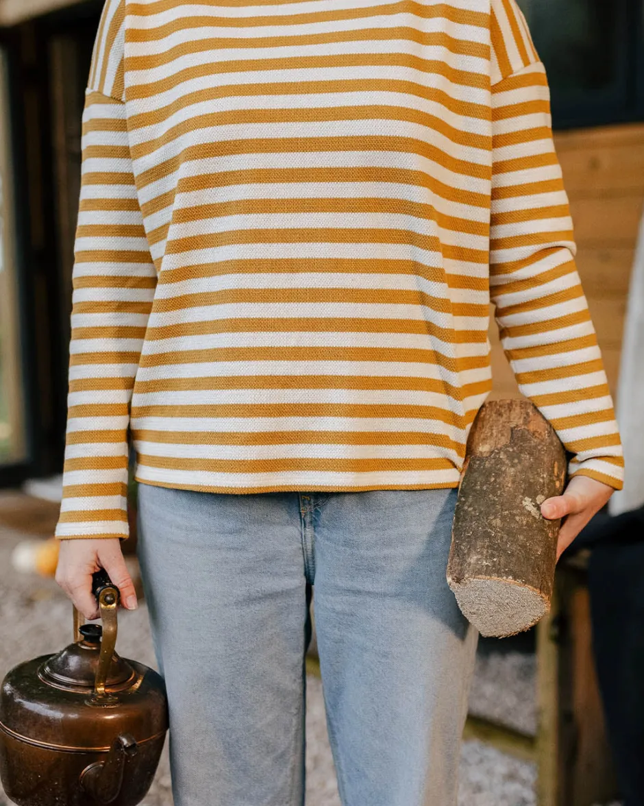 Tops & T-Shirts|Women's Outlet>Passenger Panorama Striped LS T-Shirt Amber Gold