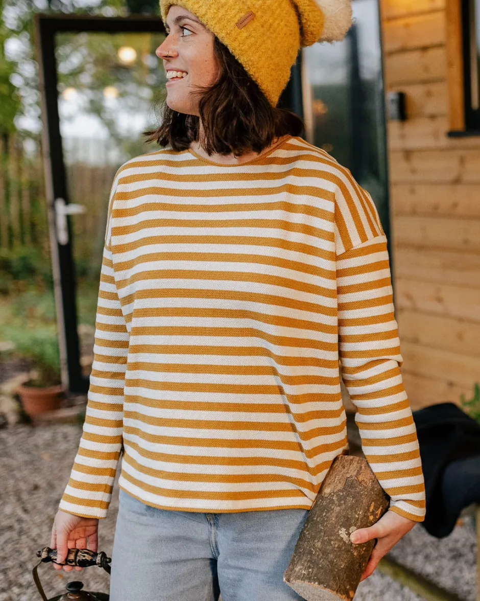 Tops & T-Shirts|Women's Outlet>Passenger Panorama Striped LS T-Shirt Amber Gold