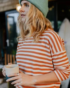 Tops & T-Shirts|Winter Road Trip Essentials>Passenger Panorama Striped LS T-Shirt Glazed Ginger