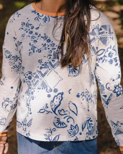 Tops & T-Shirts|Women's Outlet>Passenger Patchwork Recycled Cotton LS T-Shirt Off White