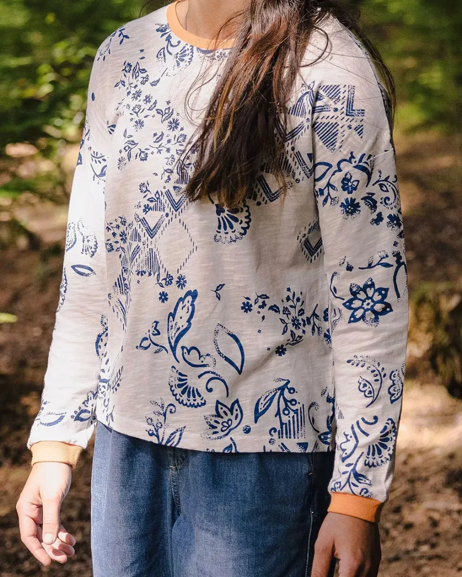 Tops & T-Shirts|Women's Outlet>Passenger Patchwork Recycled Cotton LS T-Shirt Off White