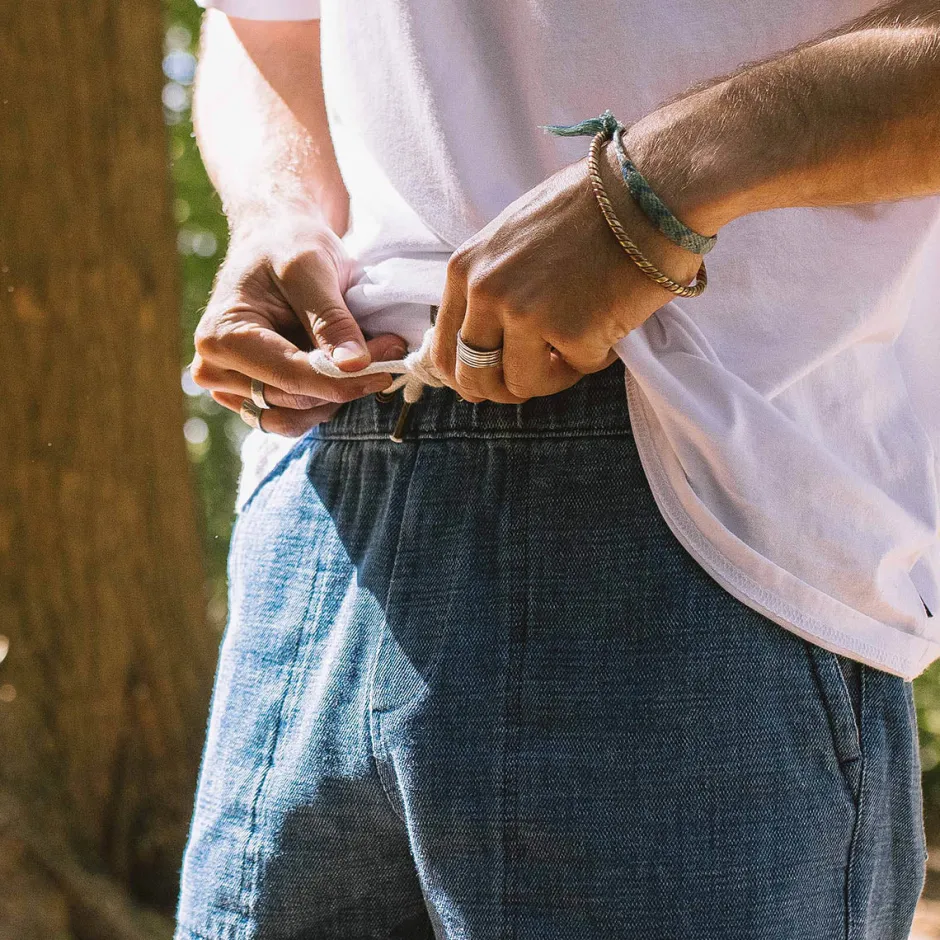 Shorts|Men's Outlet>Floris van Bommel Pine Recycled Cotton Cord Shorts Washed Denim