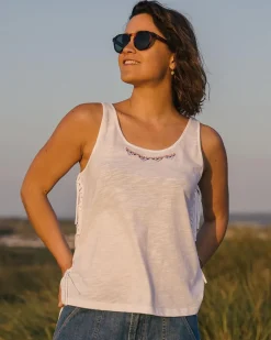 Tank Tops|Women's Outlet>Passenger Poppy Recycled Cotton Tassel Tank Top White