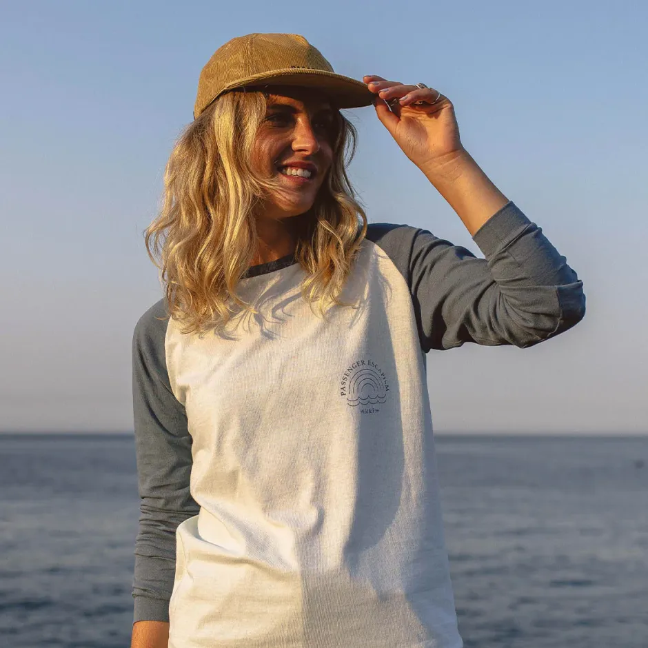 Tops & T-Shirts|Women's Outlet>Passenger Rainbow Recycled Cotton LS T-Shirt Stone Blue