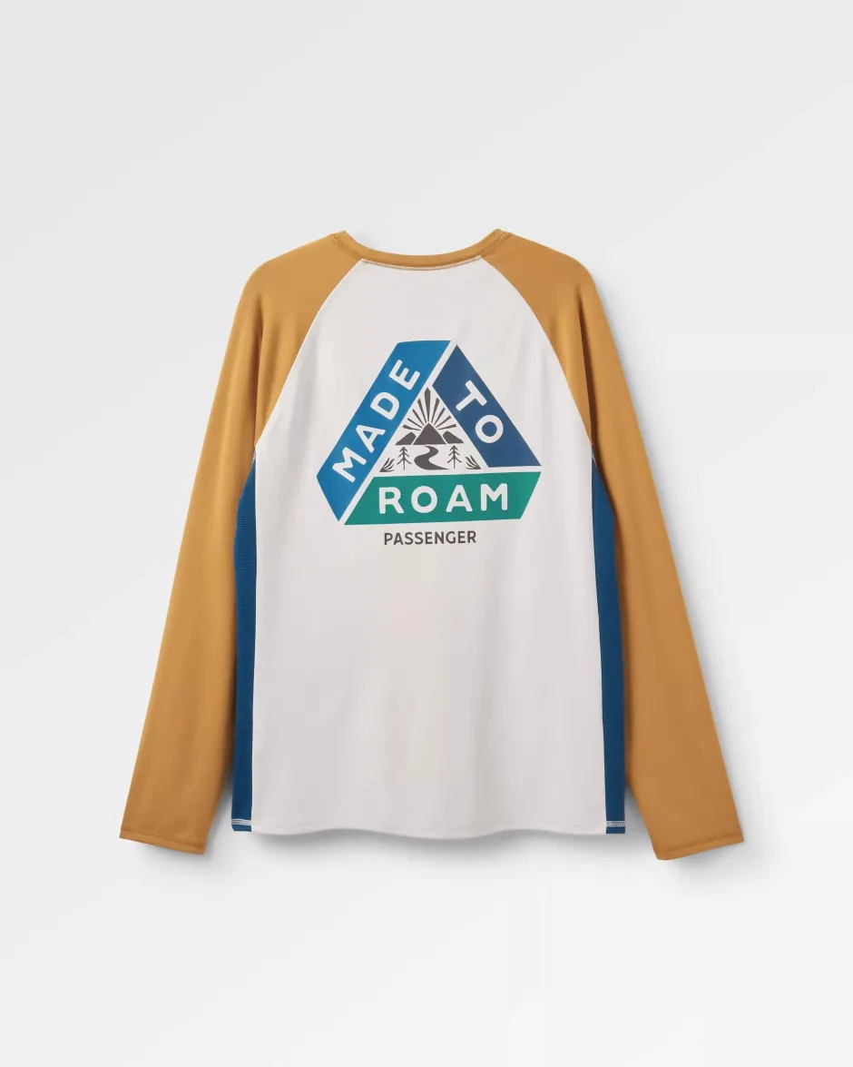 T-Shirts & Tank Tops|Activewear>Passenger Range Recycled Active LS T-shirt Dusty Ochre/ Vintage White