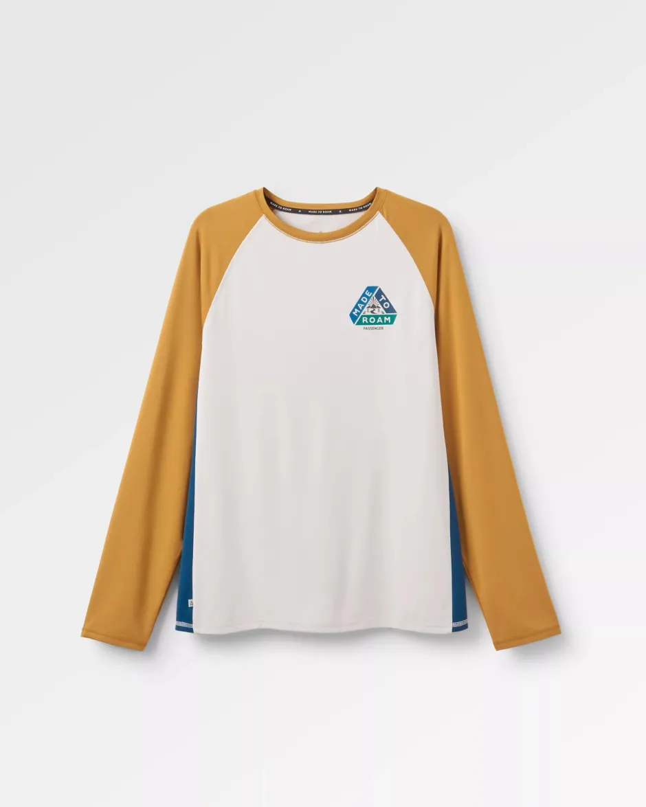 T-Shirts & Tank Tops|Activewear>Passenger Range Recycled Active LS T-shirt Dusty Ochre/ Vintage White