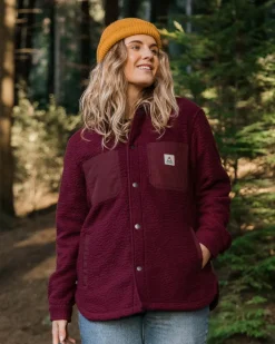 Shirts|Fleece>Passenger Rappel Recycled Sherpa Oversized Shirt Wine