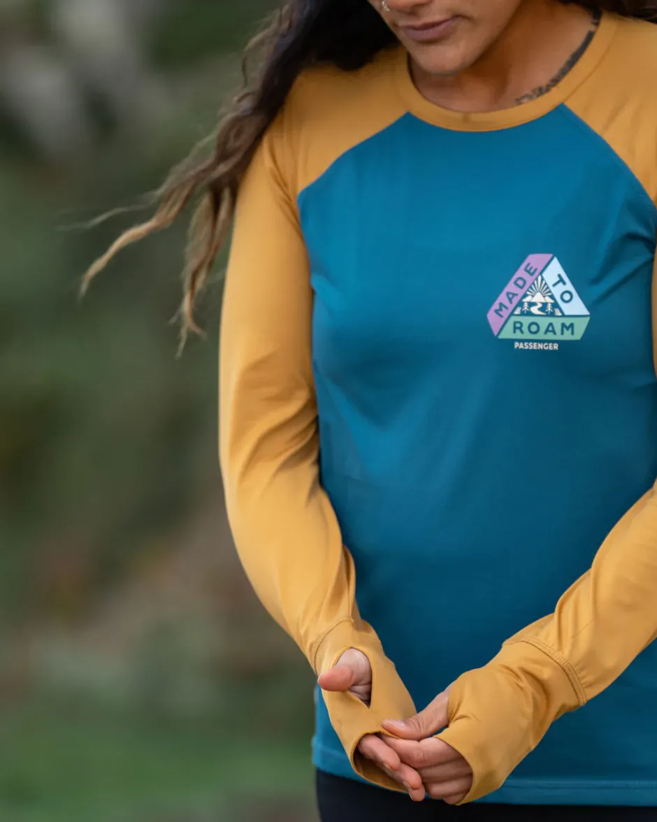 Tops & T-Shirts|Activewear>Passenger River Recycled Active LS T-Shirt Dusty Ochre/ Corsair Blue