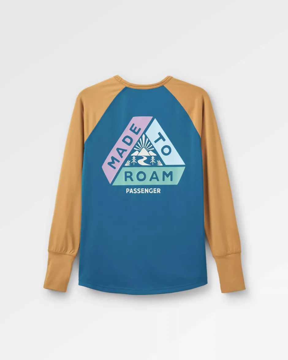 Tops & T-Shirts|Activewear>Passenger River Recycled Active LS T-Shirt Dusty Ochre/ Corsair Blue