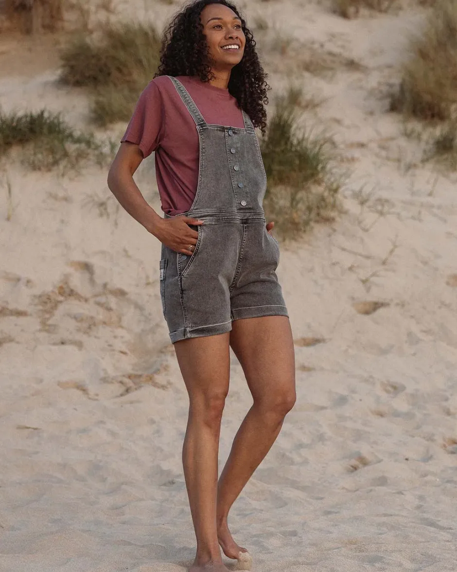 Shorts|Dungarees & Pants>Passenger Riverside Denim Short Dungarees Washed Black Denim