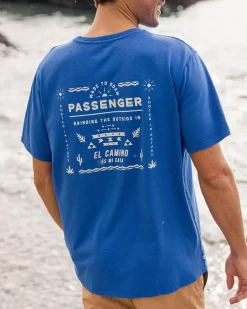 T-Shirts & Tank Tops|Men's Outlet>Floris van Bommel Roam Free Recycled Cotton T-Shirt True Blue