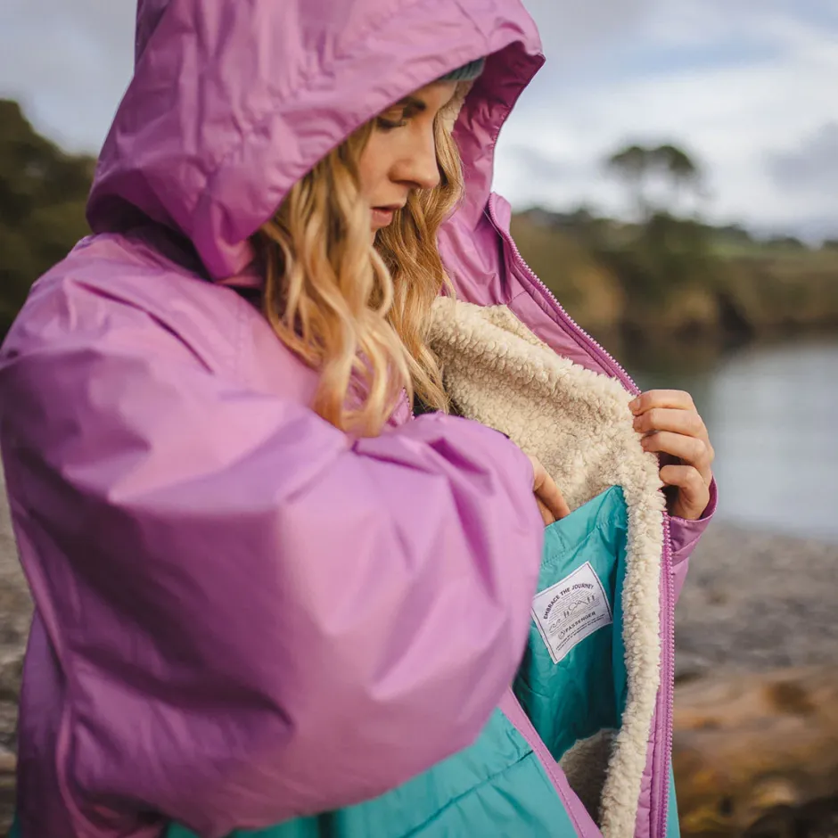 Changing Robes & Ponchos|Changing Robes & Surf Ponchos>Floris van Bommel Roaming Recycled Sherpa Lined Changing Robe Viridian Green/Orchid