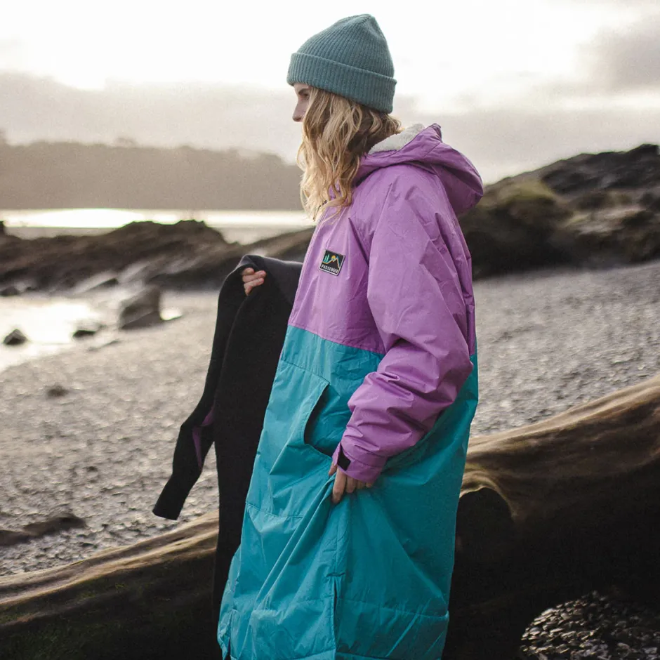 Changing Robes & Ponchos|Changing Robes & Surf Ponchos>Floris van Bommel Roaming Recycled Sherpa Lined Changing Robe Viridian Green/Orchid