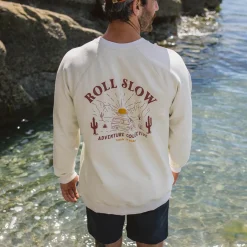 Hoodies & Sweatshirts|Men's Outlet>Passenger Roll Slow Recycled Cotton Sweatshirt Egret