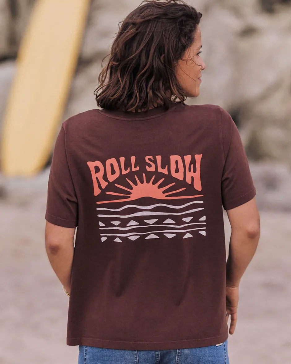 Tops & T-Shirts|Women's Outlet>Passenger Rolling Slow Recycled Cotton T-Shirt Chestnut