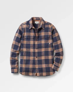 Shirts|Men's Outlet>Passenger Rustic Organic Cotton Heavyweight Overshirt Rich Navy Check